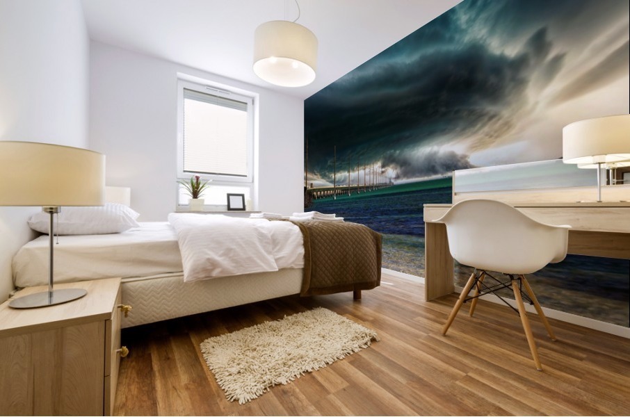 Storm clouds over Bridge Mural print