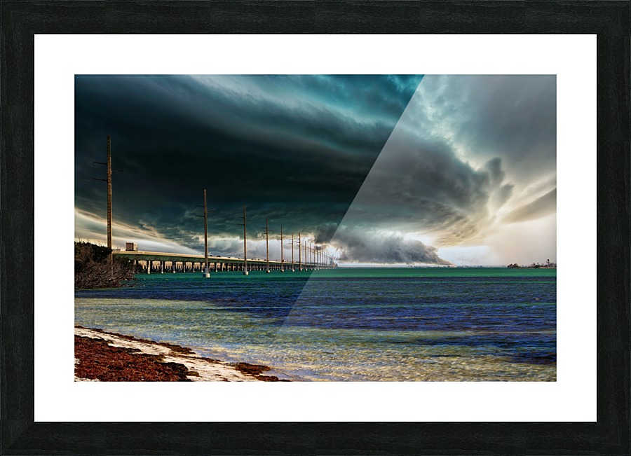 Storm clouds over Bridge Picture Frame print