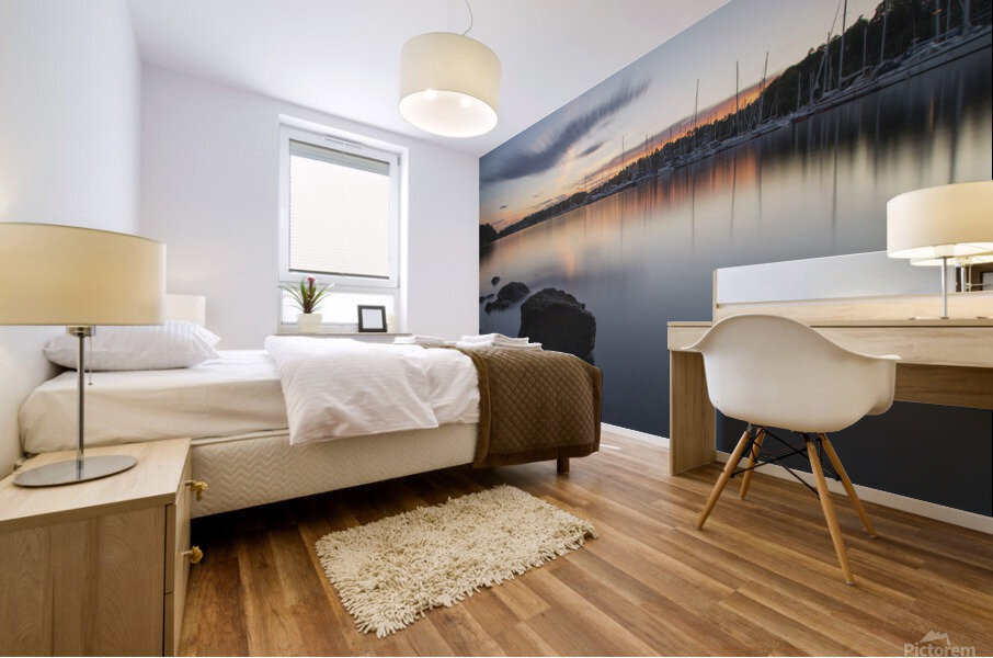 Sunset in harbour Mural print