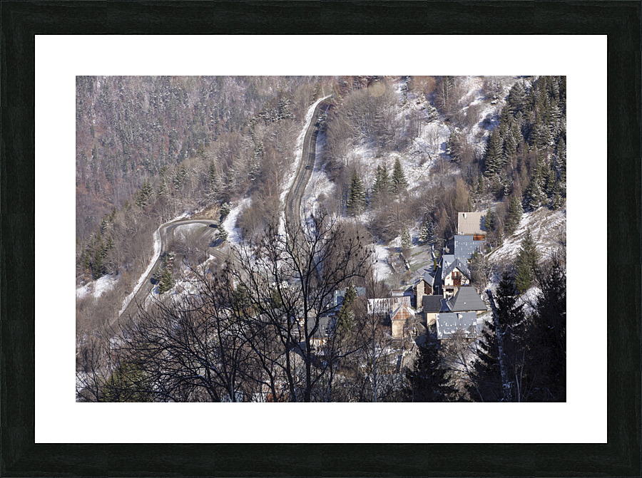 Mountain road during winter Picture Frame print