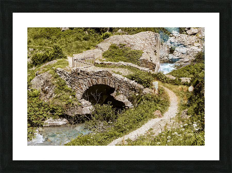 Old bridge with gate Picture Frame print