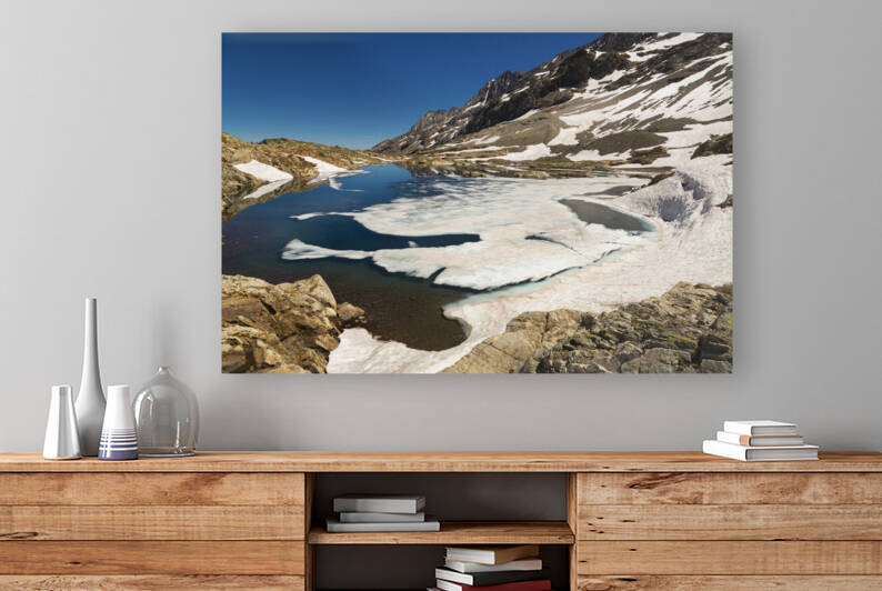 Mountain Lake with snow in summer by Werner Roelandt