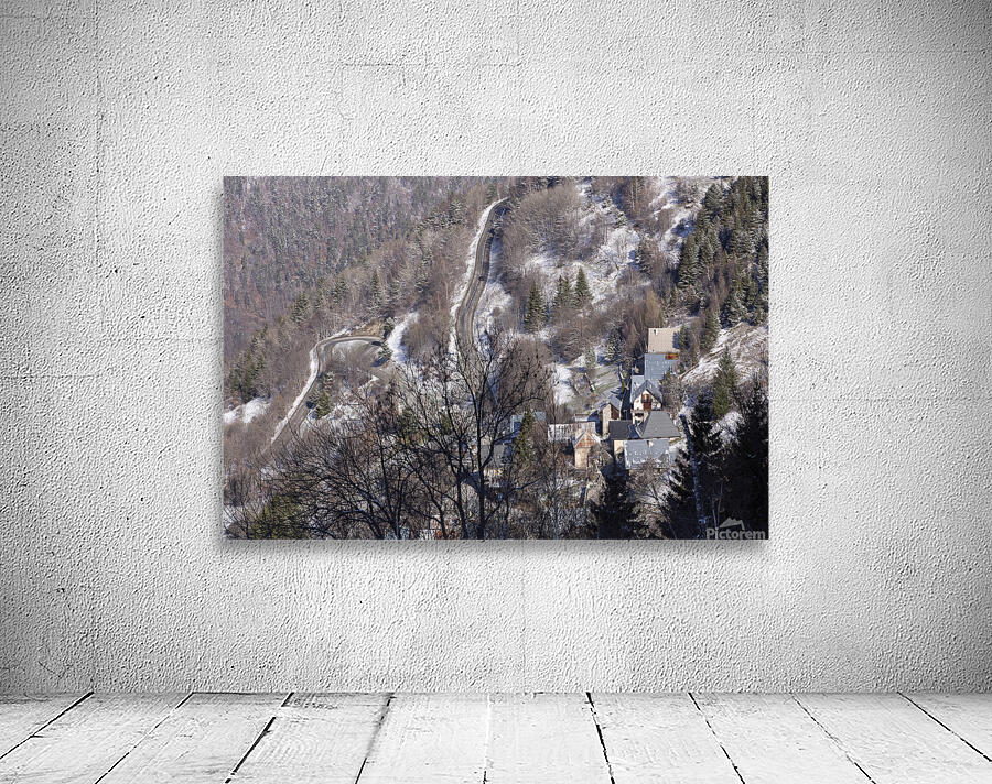 Mountain road during winter Wall Preview