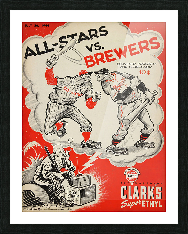 1944 MILWAUKEE BREWERS Program Picture Frame print