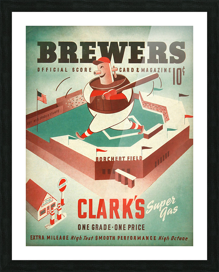 1943 MILWAUKEE BREWERS Program Picture Frame print