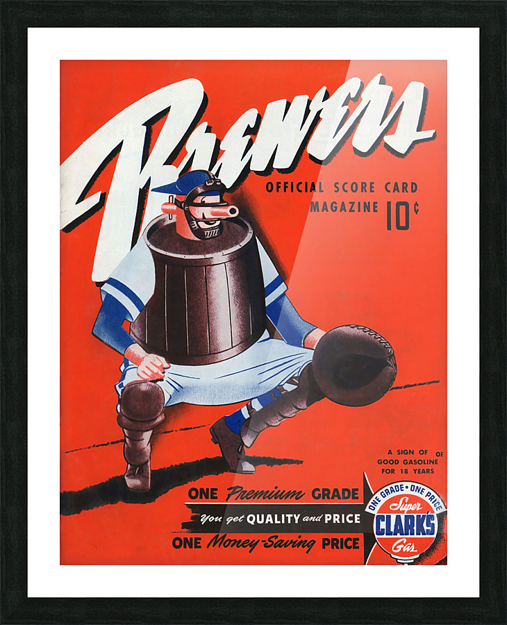 1944 MILWAUKEE BREWERS Program Picture Frame print