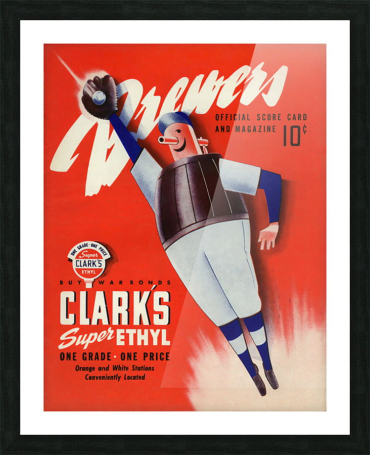 1944 MILWAUKEE BREWERS Program Picture Frame print