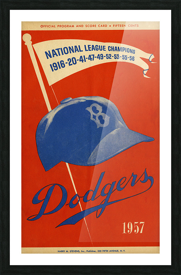 1957 BROOKLYN DODGERS Program Picture Frame print