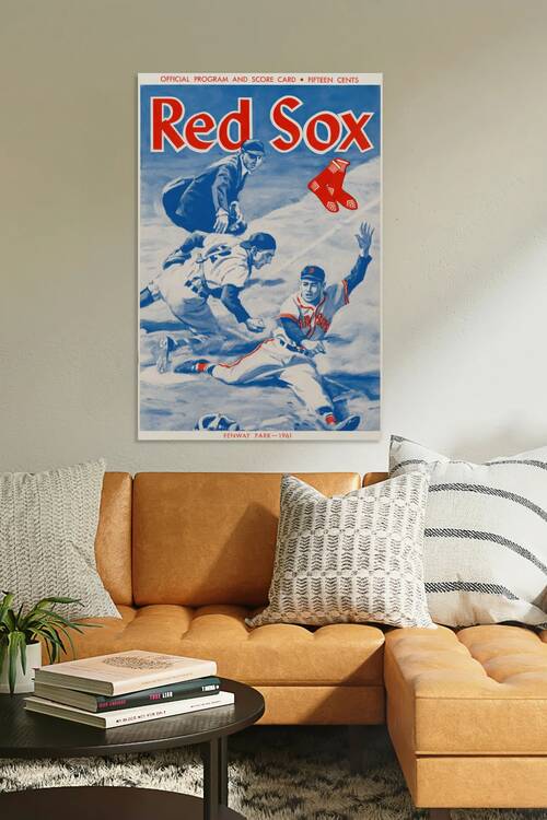 1961 BOSTON RED SOX VINTAGE PROGRAM COVER - VINTAGE BASEBALL ART PRINT by The Dinger Studios