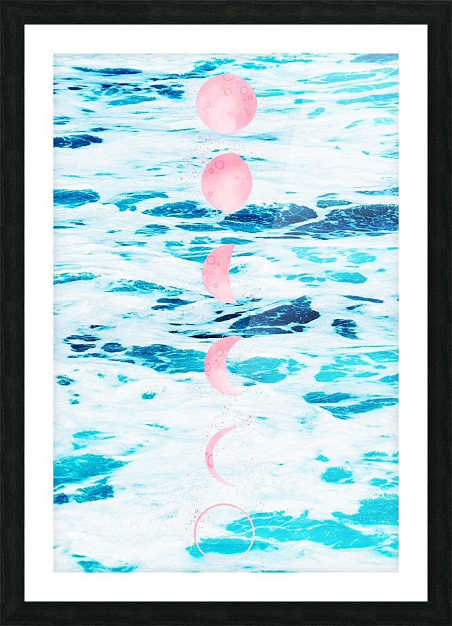 sea+pink moon phases Picture Frame print