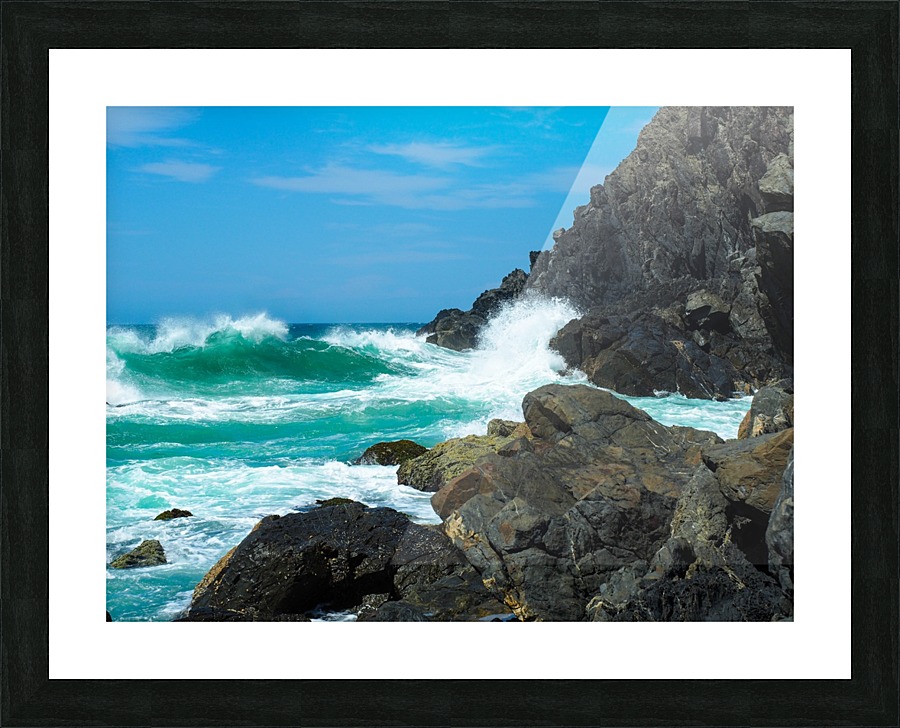 Waves on the rocks Picture Frame print