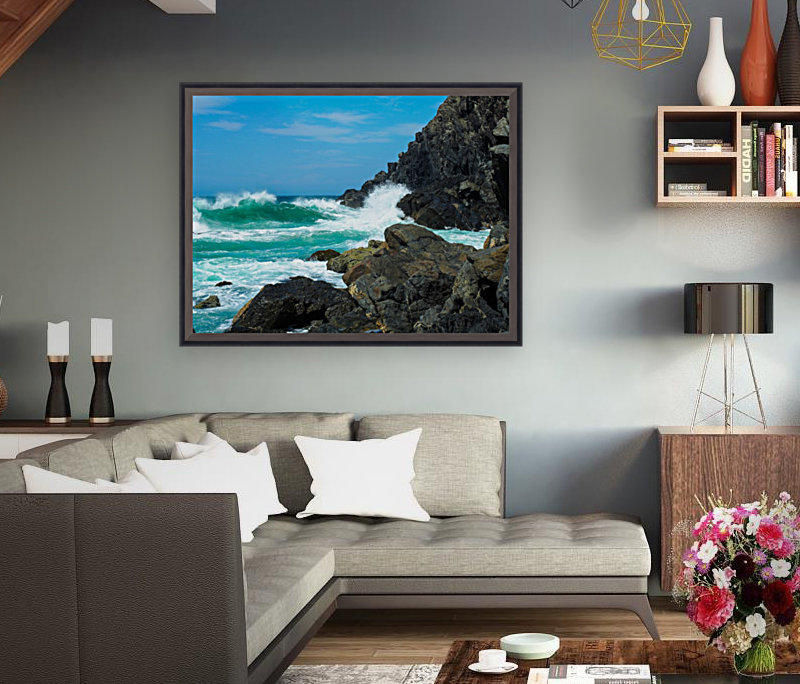 Waves on the rocks Reproduction