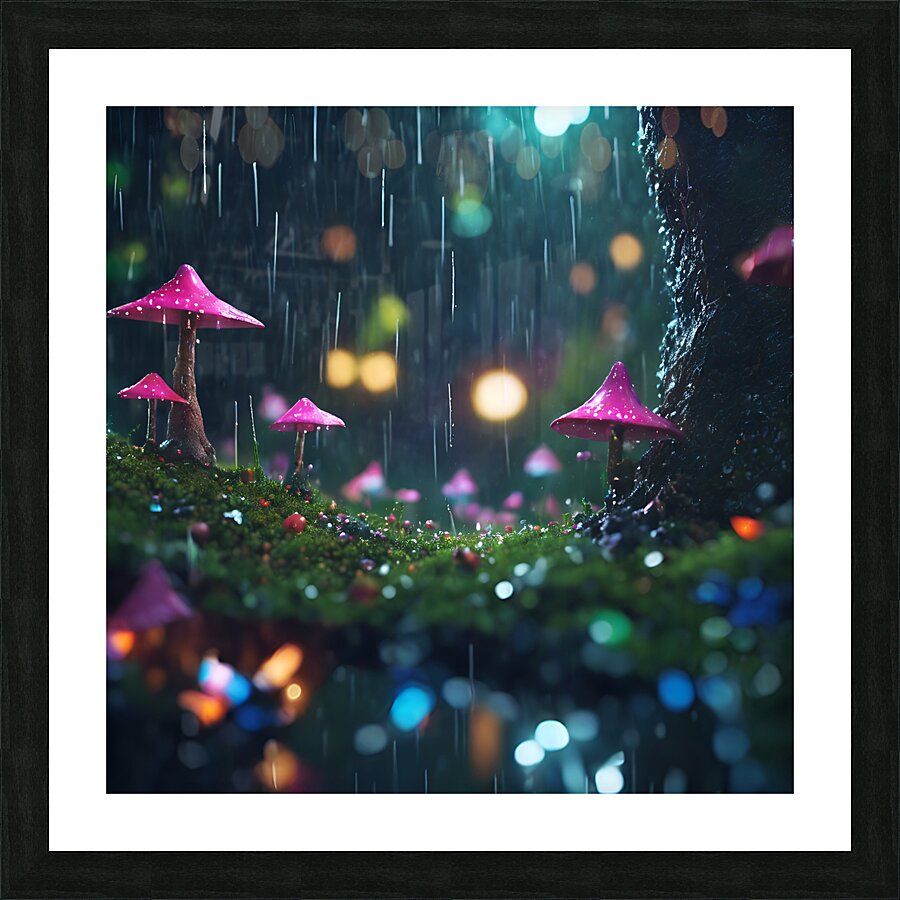 fairy forest in the middle of the night its raininglay summernightrain Picture Frame print