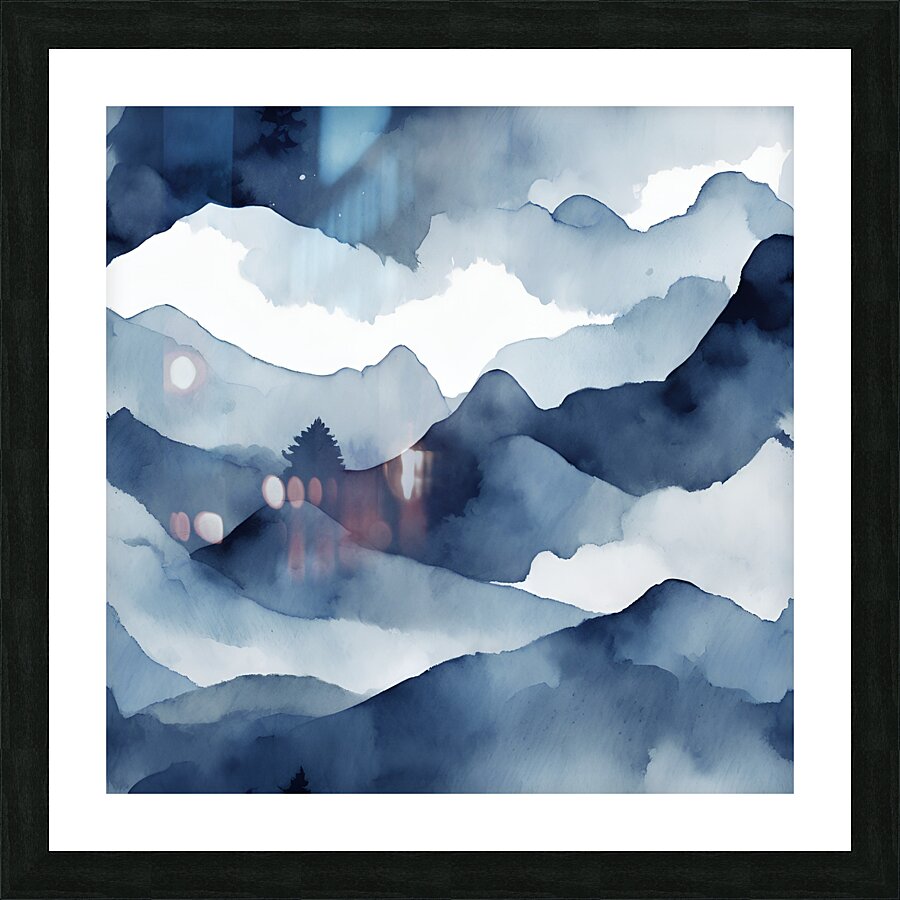 aesthetic navy color watercolor minimalistic nature Picture Frame print