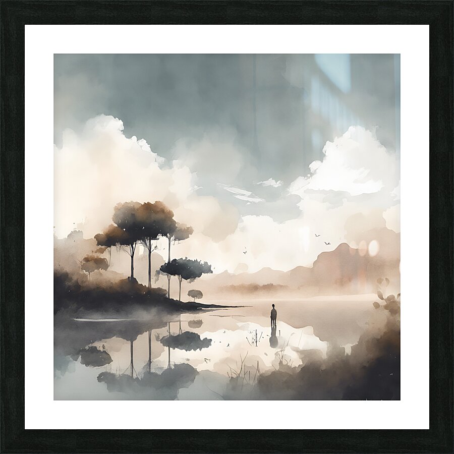 aesthetic tone watercolor minimalistic nature Picture Frame print