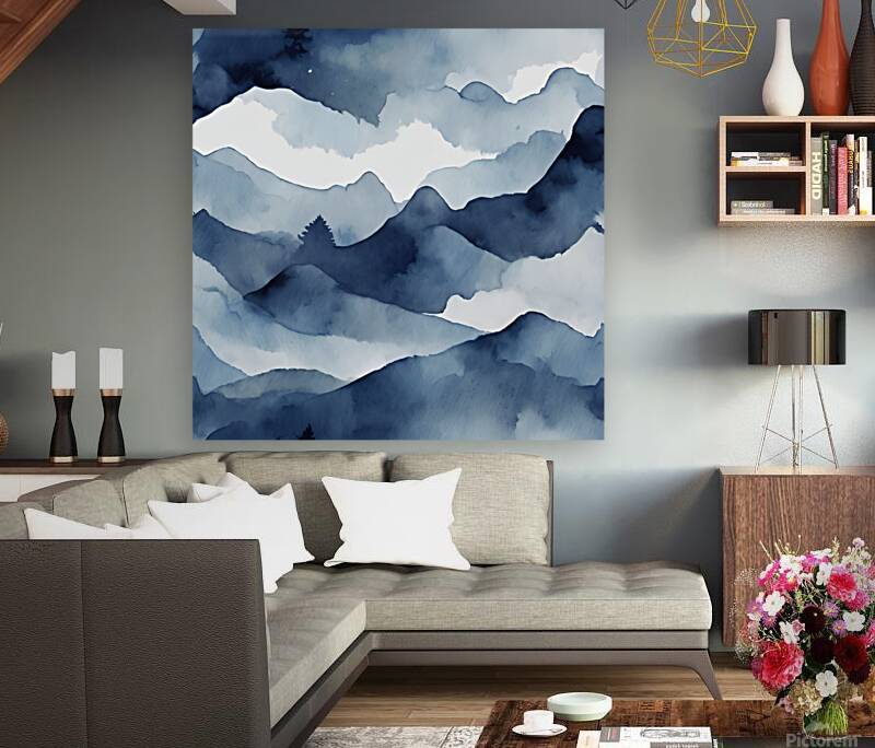 aesthetic navy color watercolor minimalistic nature Reproduction