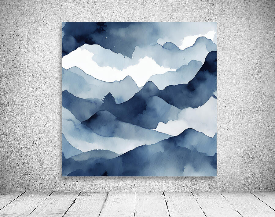 aesthetic navy color watercolor minimalistic nature Wall Preview