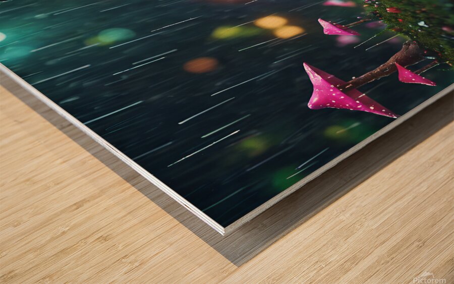 fairy forest in the middle of the night its raininglay summernightrain Wood print