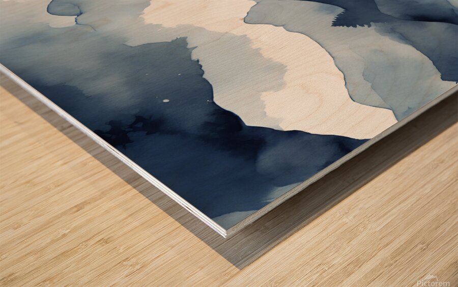 aesthetic navy color watercolor minimalistic nature Wood print