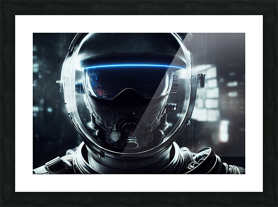 Futuristic cyberpunk astronaut. Picture Frame print