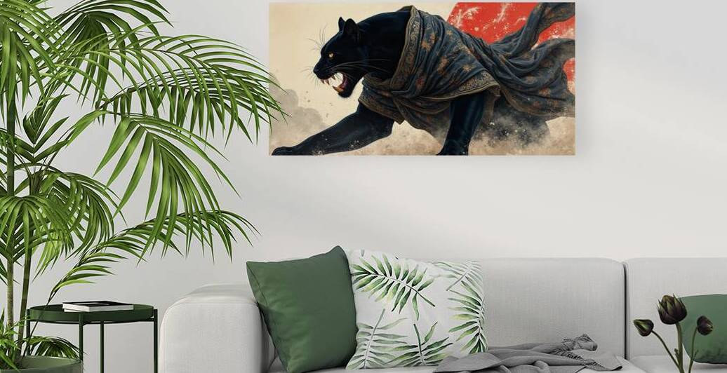 BLACK PANTHER WITH ORNATE FABRIC by fatiha sarra medjaoui