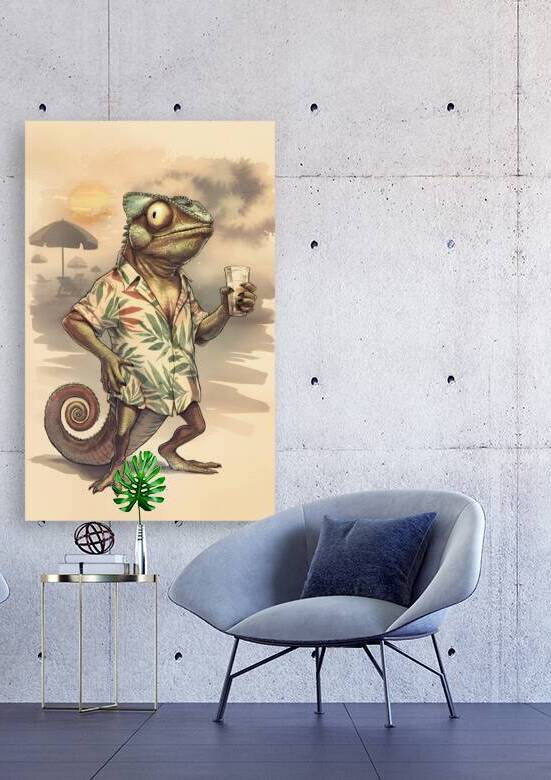 Tropical Leisure Humanoid Chameleon Watercolor Ar by skyart