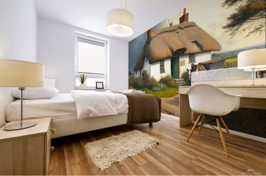 Cute Cottage Landscape Mural print