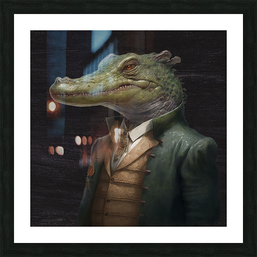 Anthropomorphic Alligator Picture Frame print