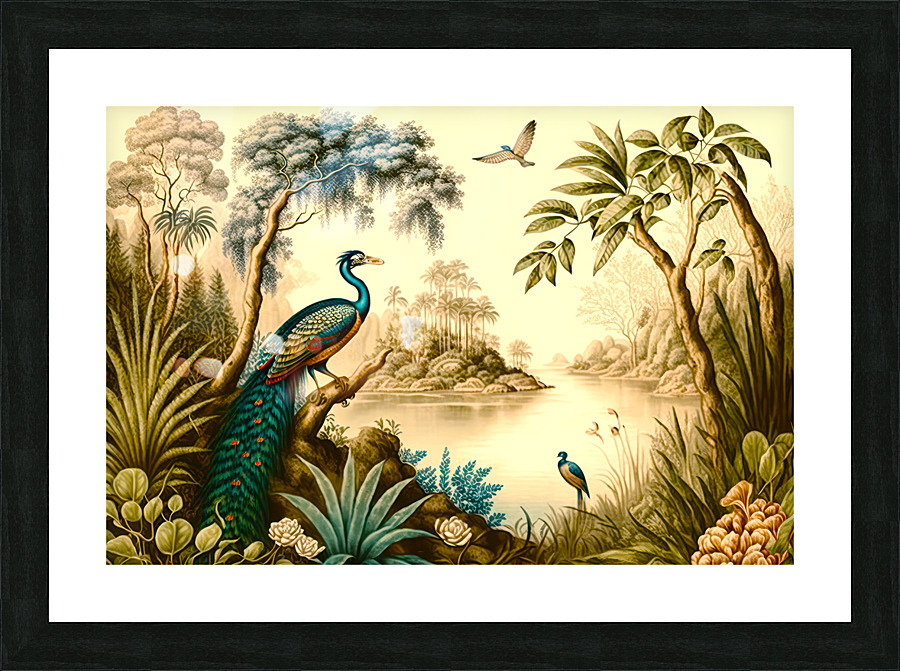 Peacock Landscape Picture Frame print
