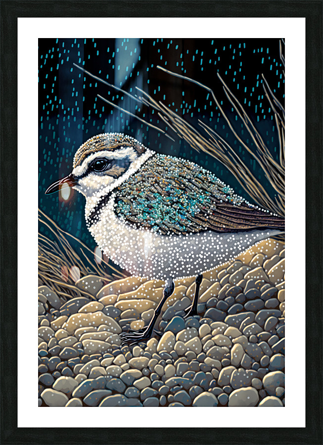 Beaded Snowy Plover  Picture Frame print