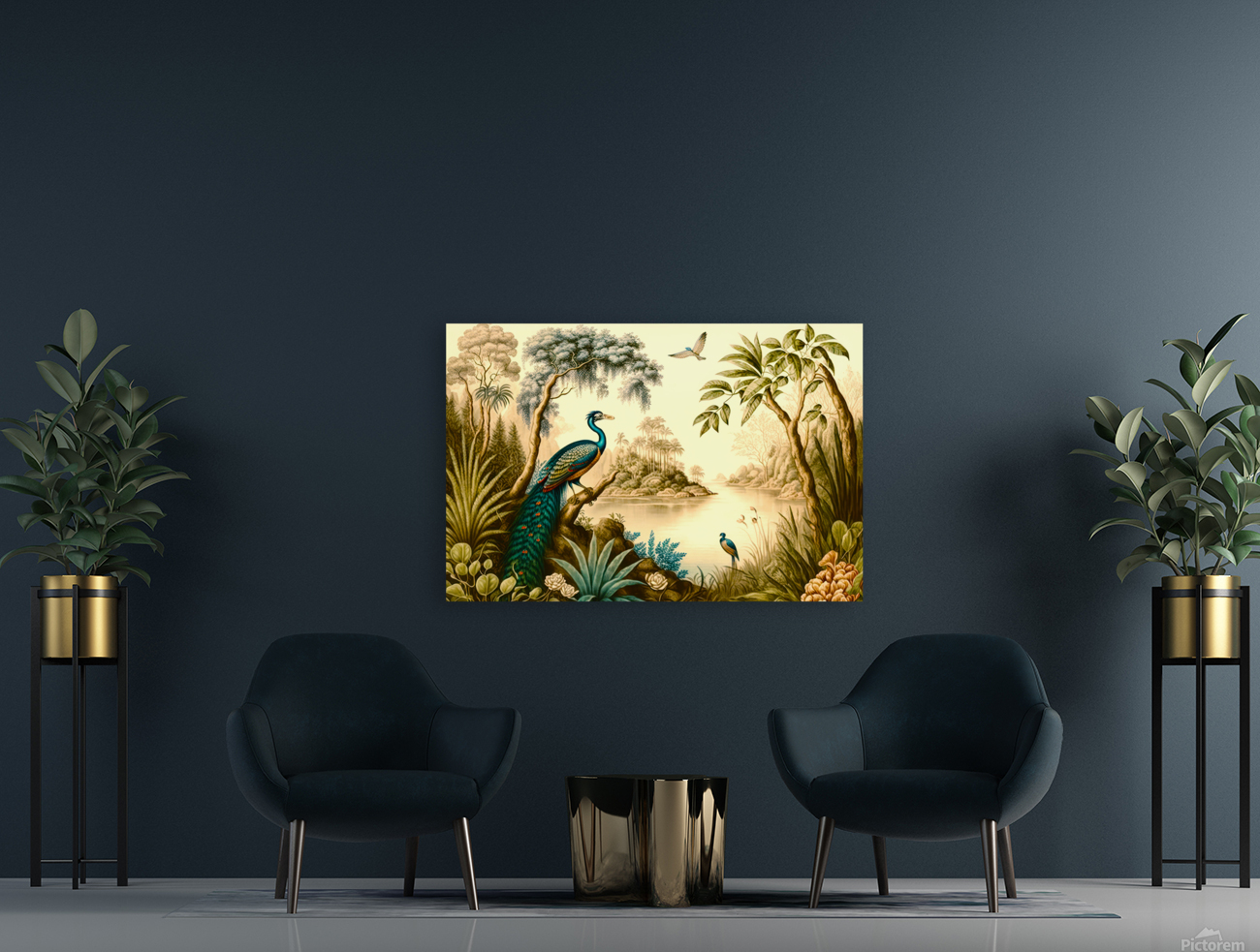 Peacock Landscape Reproduction