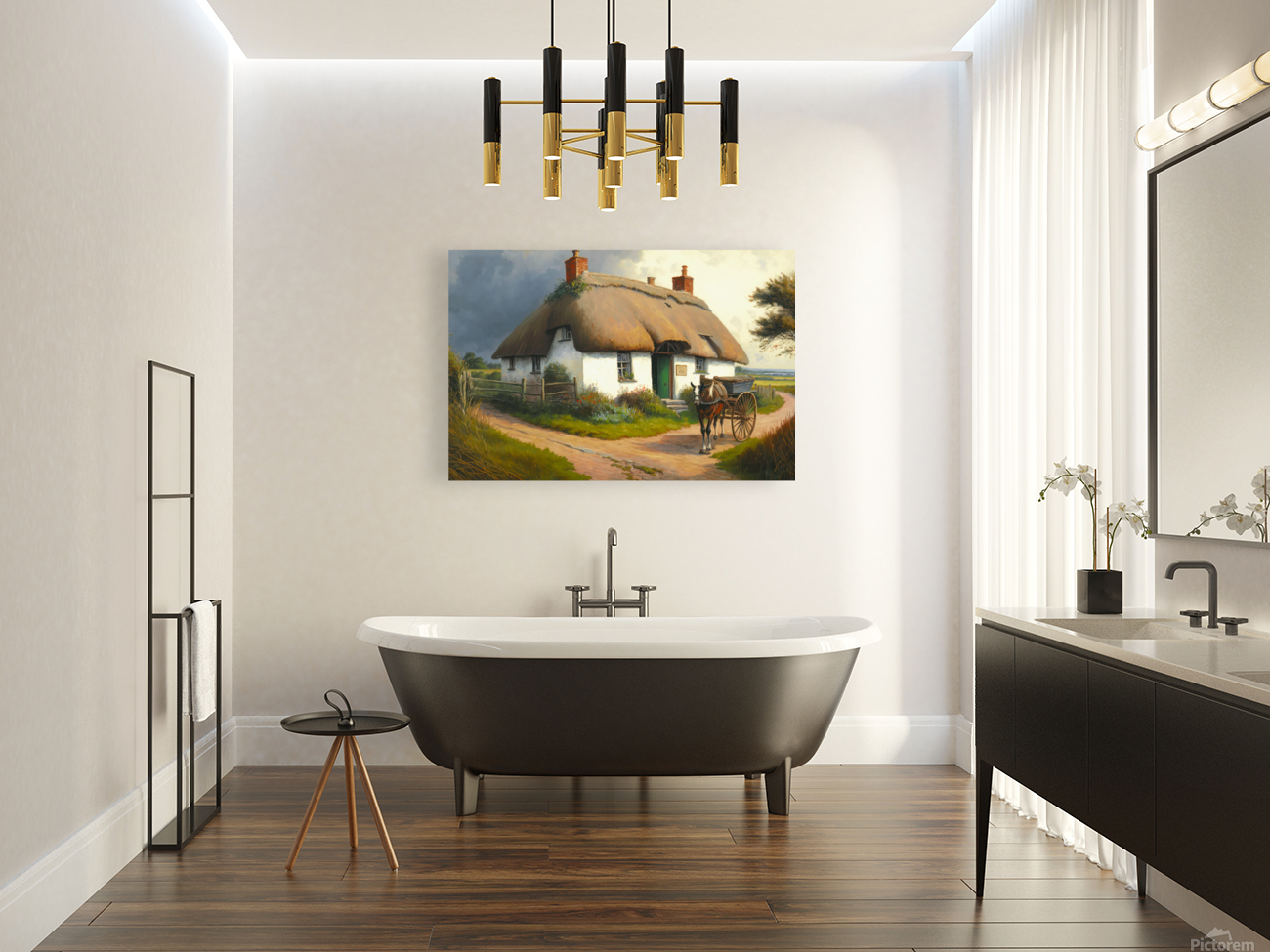 Cute Cottage Landscape Reproduction