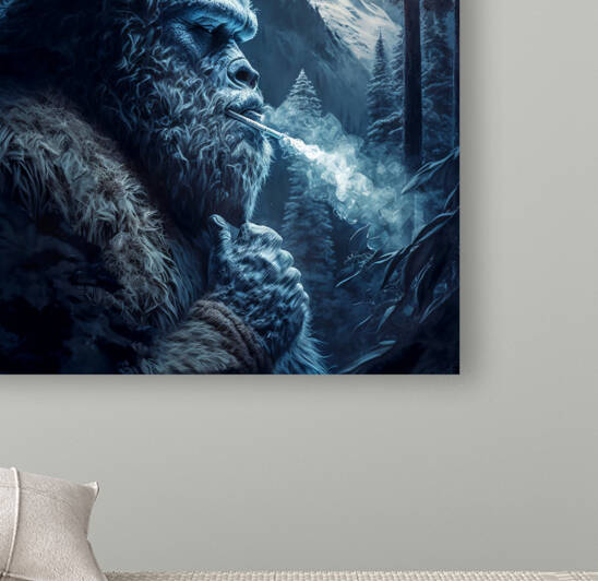 Bigfoot Smoking Under The Moon by Museberry Art Designs