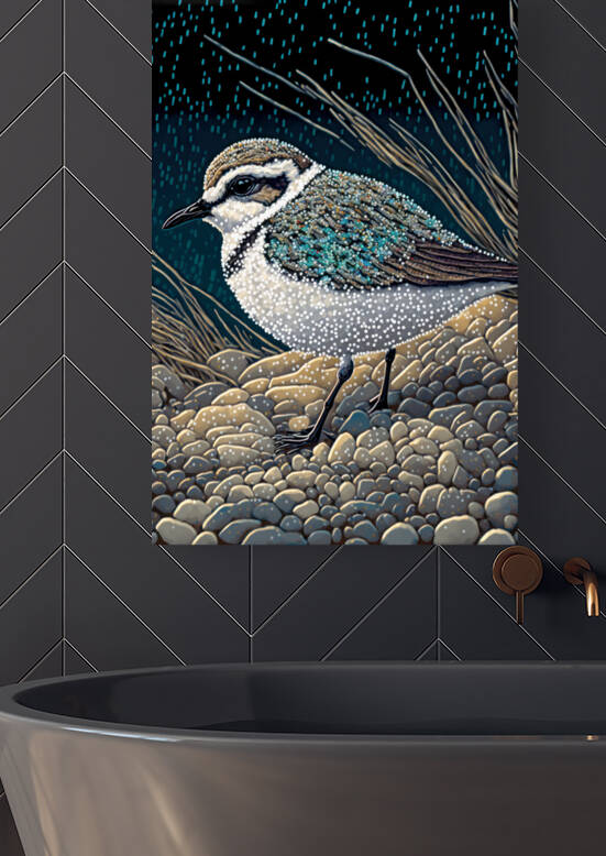 Beaded Snowy Plover  by Museberry Art Designs