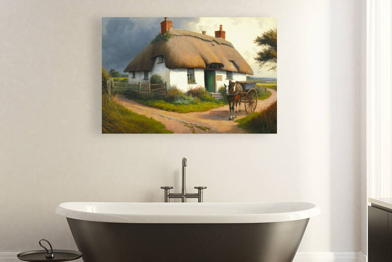 Cute Cottage Landscape Reproduction