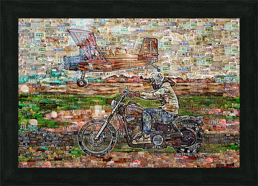 HARLEY  AND PLANE Picture Frame print