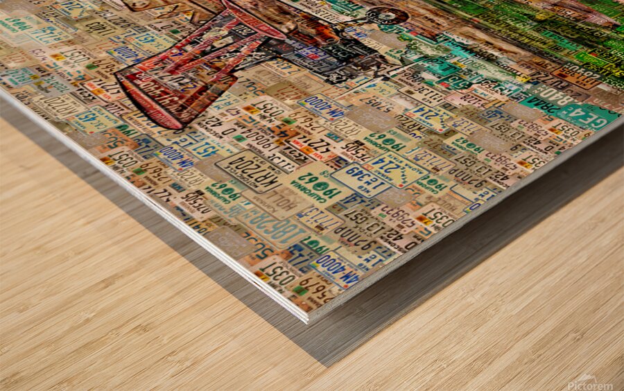 HARLEY  AND PLANE Wood print