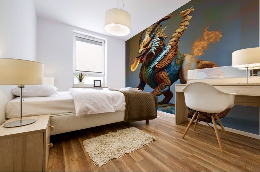 Fiery Dragon Mural print