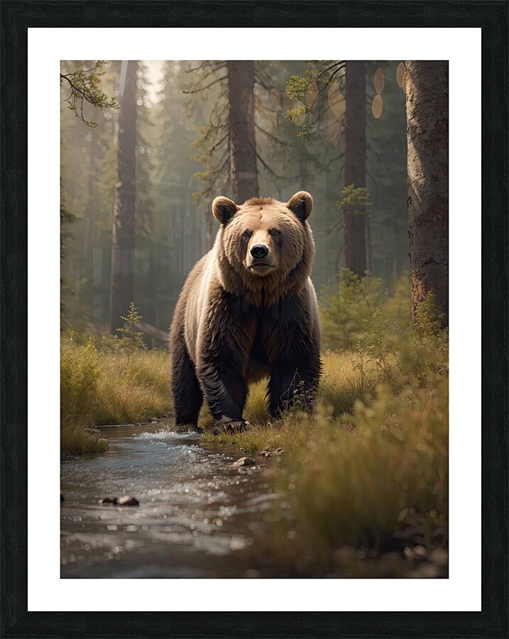 Hyper-realistic Bear Encounter Photography Picture Frame print