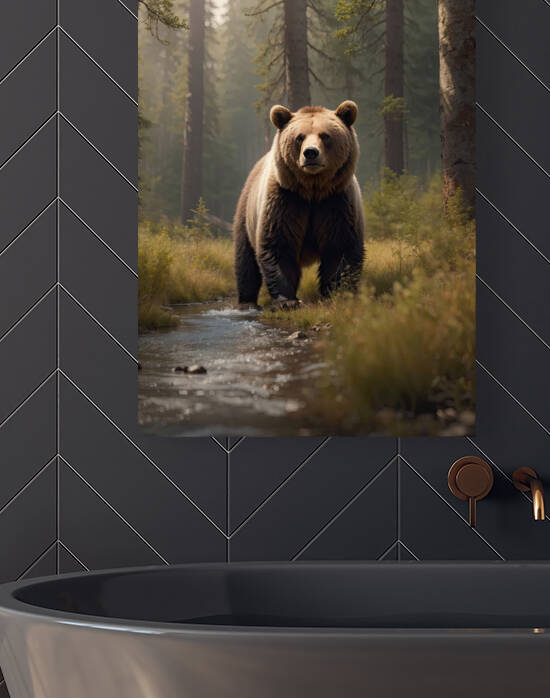 Hyper-realistic Bear Encounter Photography Reproduction