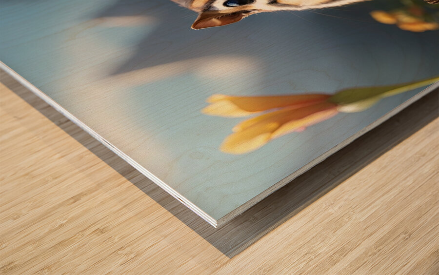 Chipmunk Encounter with a Butterfly Environment Wood print