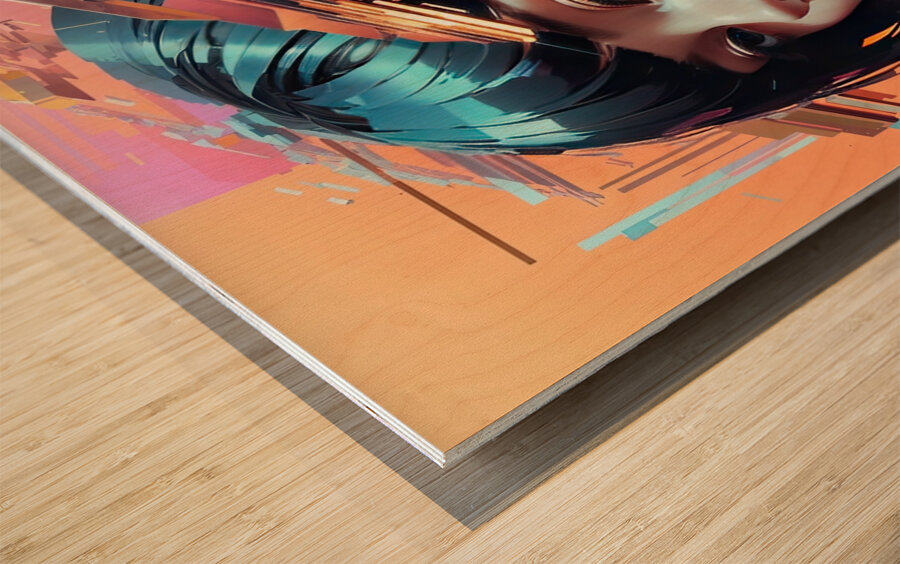 Glitch Aesthetics Dynamic art Wood print