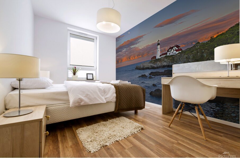 Portland Head Light Sunset Mural print