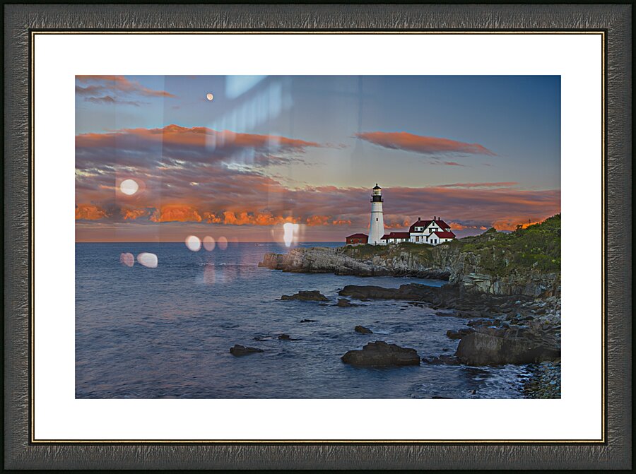 Portland Head Light Sunset Picture Frame print