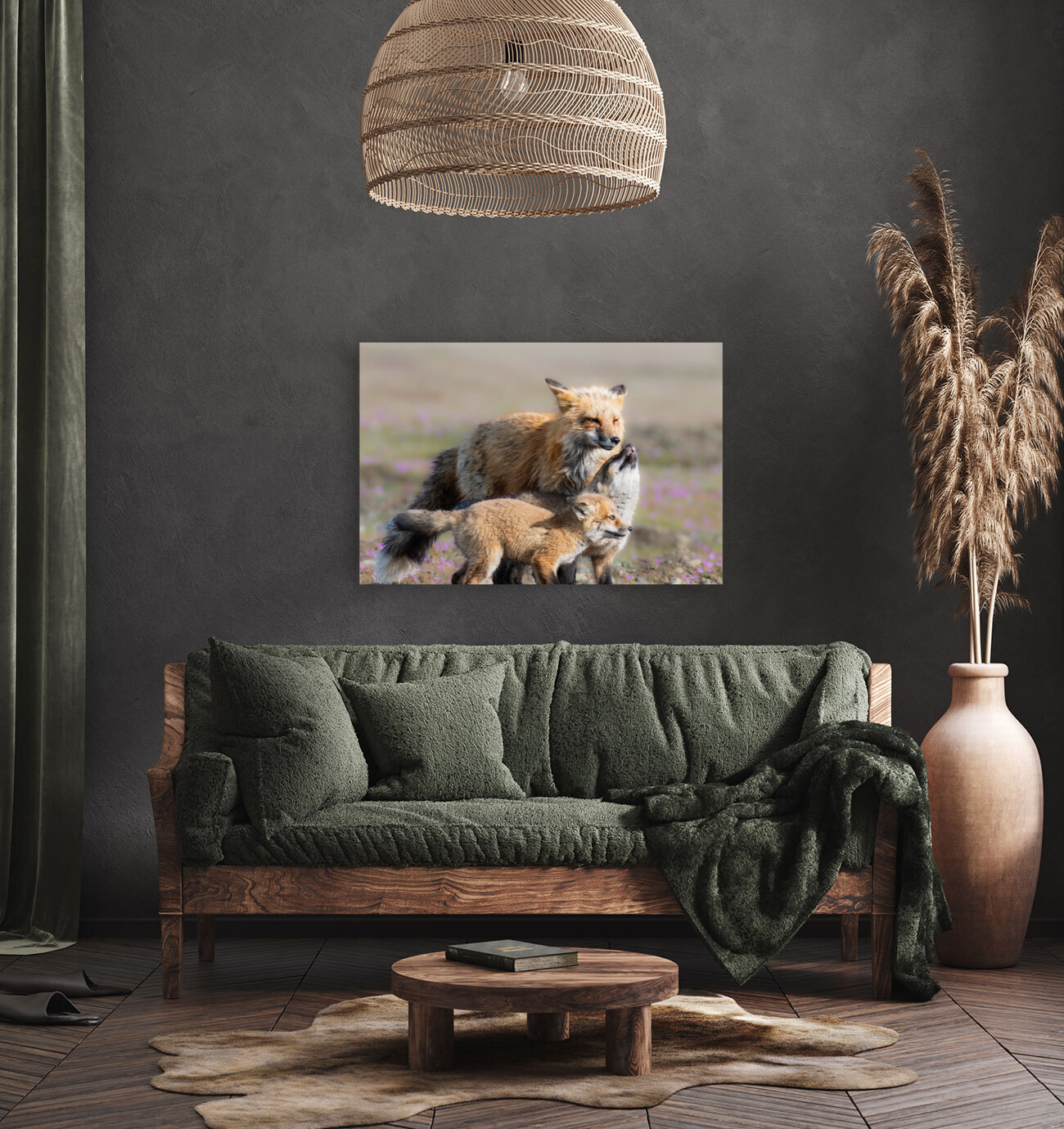 Red Fox with Kits Reproduction