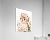 Watercolor Kitten with Floral Crown – Soft & Dreamy Nursery Art Print Acrylic Print