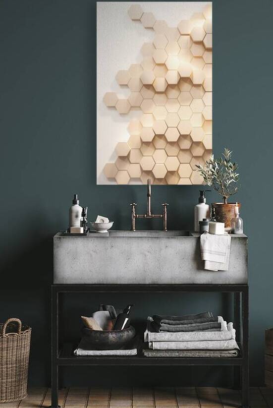An exquisite 3D rendering of hexagonal tiles each by StefanoPignataro