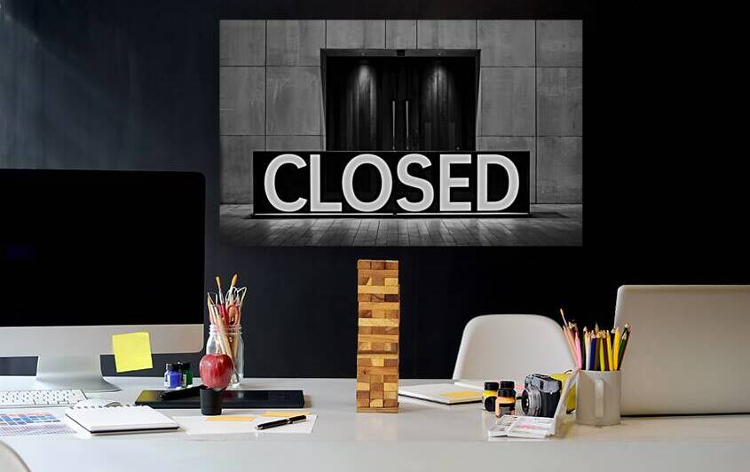 a modern glass door with the sign CLOSED by StefanoPignataro