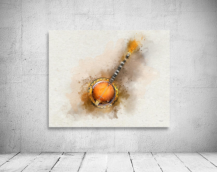 Watercolor String Instruments Banjo in Vibrant Watercolor - Colorful Stringed Musical Instrument by ...