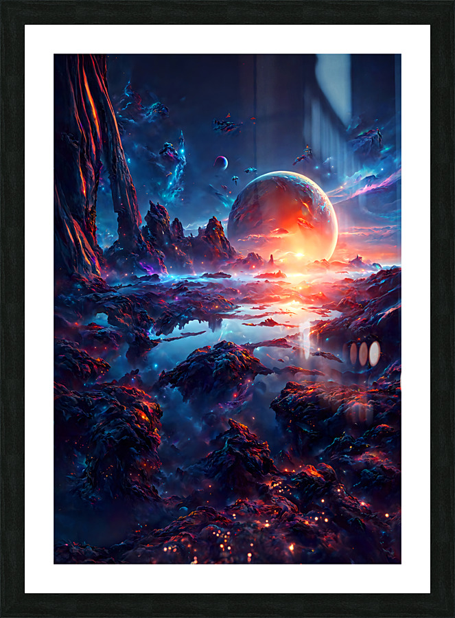 Celestial landscape during dusk Picture Frame print